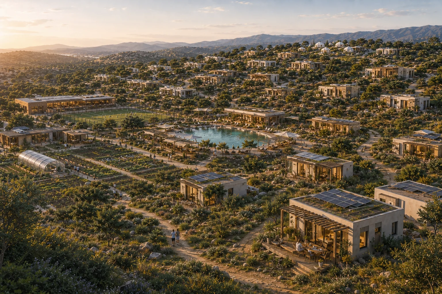 Aerial rendering of the Innate campus in Portugal